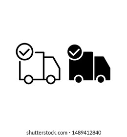 Delivery check icon. With outline and glyph style