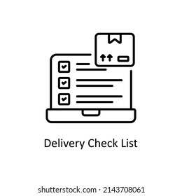 Delivery Check List vector outline icon for web isolated on white background EPS 10 file