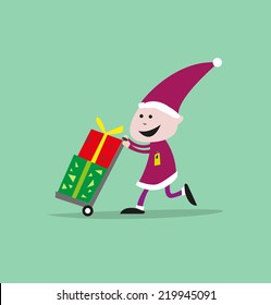 Delivery Christmas Gifts. Logistics Elf concept for Santa Claus giftgiving