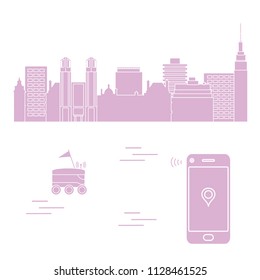 Delivery in the city with a robot. Fast and convenient shipping. Free delivery.