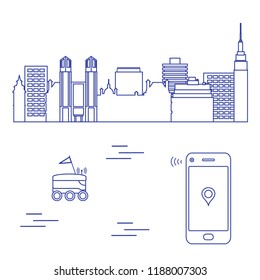 Delivery in the city with a robot. Fast and convenient shipping. Free delivery.