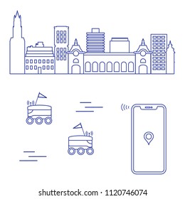 Delivery in the city with a robots. Fast and convenient shipping. Free delivery.