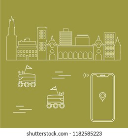 Delivery in the city with a robots. Fast and convenient shipping. Free delivery.