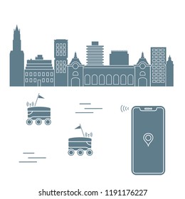 Delivery in the city with a robots. Fast and convenient shipping. Free delivery.