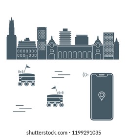 Delivery in the city with a robots. Fast and convenient shipping. Free delivery.
