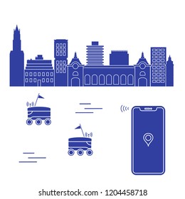Delivery in the city with a robots. Fast and convenient shipping. Free delivery.