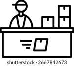 Delivery Clerk at Counter with Packages Icon