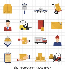 Delivery color icons set. Flat design for web and mobile