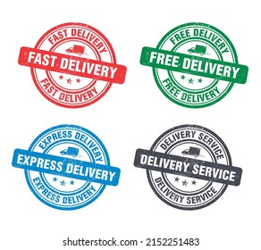 Delivery colorful grunge stamp sign set. Vector illustration