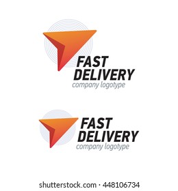 Delivery company logo. Fast orange arrow