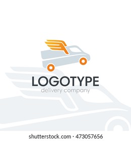 Delivery company logo. Fire logotype. Fast car.