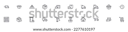 Delivery concept. Collection of modern high quality delivery line icons. Editable stroke. Premium linear symbol for web sites, flyers, banners, online shops and companies. 
