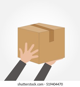Concepto de entrega. Diseño de la entrega sobre fondo blanco, Ilustración vectorial.