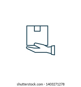 Delivery concept. Hand holding package. Flat style - Vector