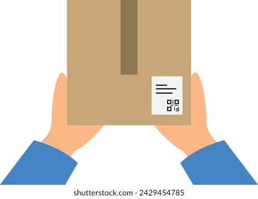 Delivery concept. Hand holding package. Flat style