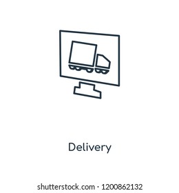Delivery concept line icon. Linear Delivery concept outline symbol design. This simple element illustration can be used for web and mobile UI/UX.