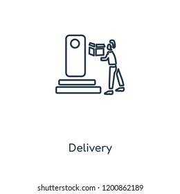 Delivery concept line icon. Linear Delivery concept outline symbol design. This simple element illustration can be used for web and mobile UI/UX.