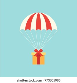 Delivery concept with parachute flat design, vector illustration
