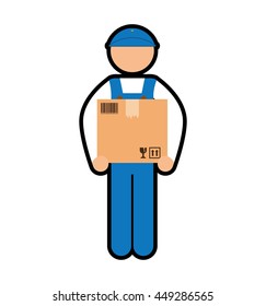 Delivery  concept represented by deliver man with package icon. isolated and flat illustration 