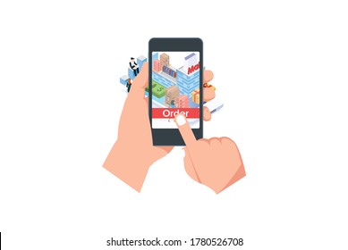 Delivery concept templates for mobile app page. Suitable for Diagrams, Infographics, Book Illustration, Game Asset, And Other Graphic Related Assets in isolated white background