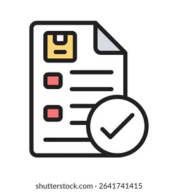 Delivery confirmation paper icon designed in filled outline style