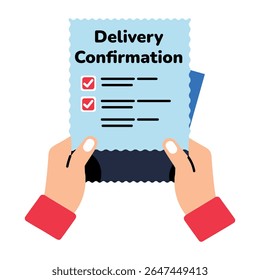 Delivery confirmation paper icon in flat style