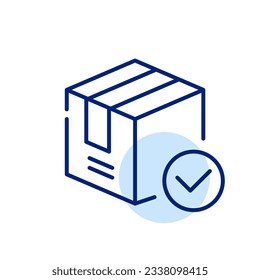Delivery confirmed. Parcel and check mark. Pixel perfect icon