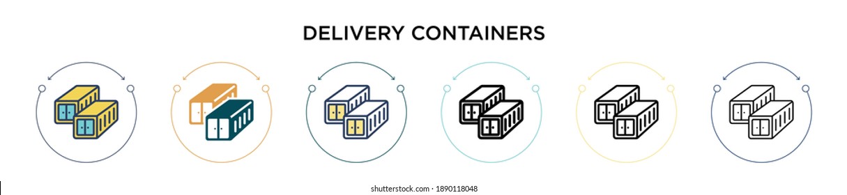 Delivery containers icon in filled, thin line, outline and stroke style. Vector illustration of two colored and black delivery containers vector icons designs can be used for mobile, ui, web