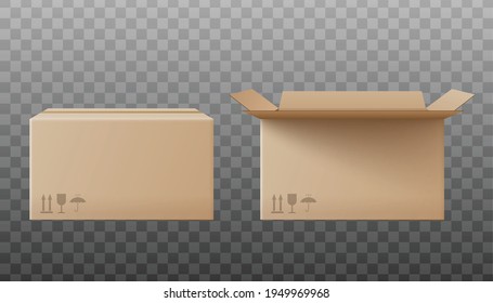 Contenedores de entrega o cajas de correo con ilustraciones vectoriales de simulación realistas aisladas.