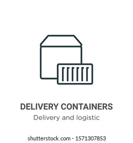 Delivery containers outline vector icon. Thin line black delivery containers icon, flat vector simple element illustration from editable delivery and logistic concept isolated on white background
