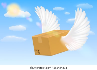 delivery corrugated carton box with flying bird wing 