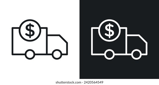 Delivery Cost Icon Designed in a Line Style on White Background.