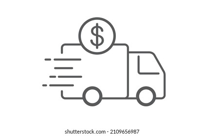 Delivery cost icon. Transportation costs. Design for website and mobile apps. Vector illustration.