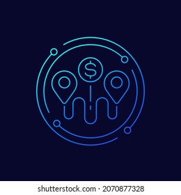 delivery cost line icon, vector