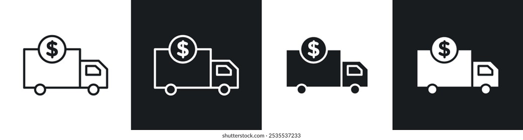 Delivery cost vector icon set in black and white. EPS 10 illustration