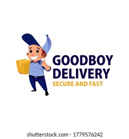 delivery courier boy mascot character logo vector icon illustration