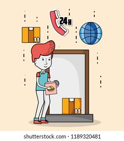 Delivery and courier cartoons