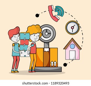 Delivery and courier cartoons