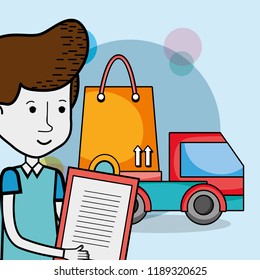 Delivery and courier cartoons