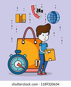 Delivery and courier cartoons