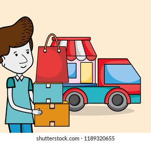 Delivery and courier cartoons
