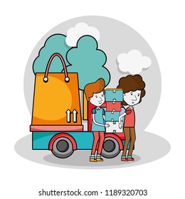 Delivery and courier cartoons
