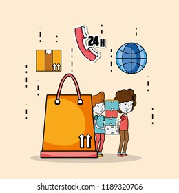 Delivery and courier cartoons