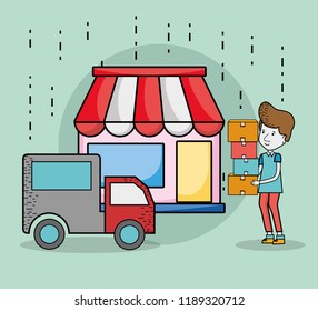Delivery and courier cartoons