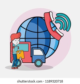 Delivery and courier cartoons