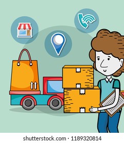 Delivery and courier cartoons