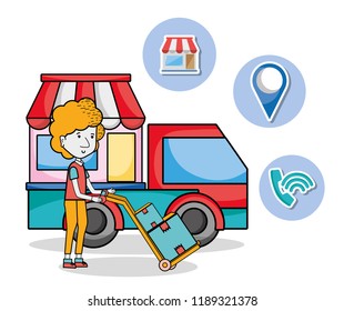 Delivery and courier cartoons