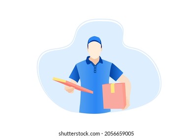 Delivery courier is delivering orders