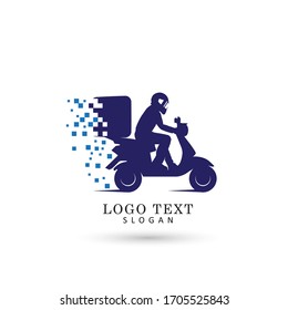 Delivery, Courier & Express Motorbike Logo. Symbol & Icon Vector Template.