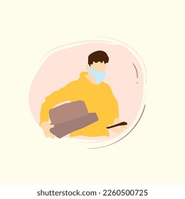 delivery courier man flat vector illustration
